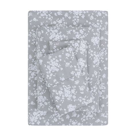 Gray Floral Full Sheet Set