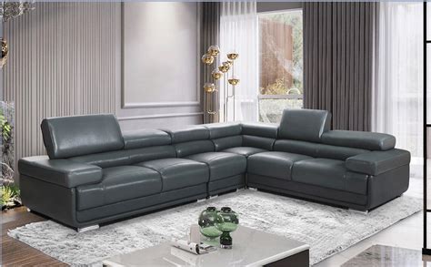 Gray Leather Corner Couch