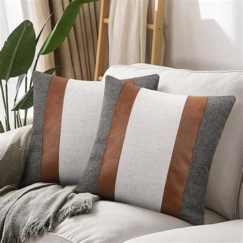 Gray Leather Pillow Covers