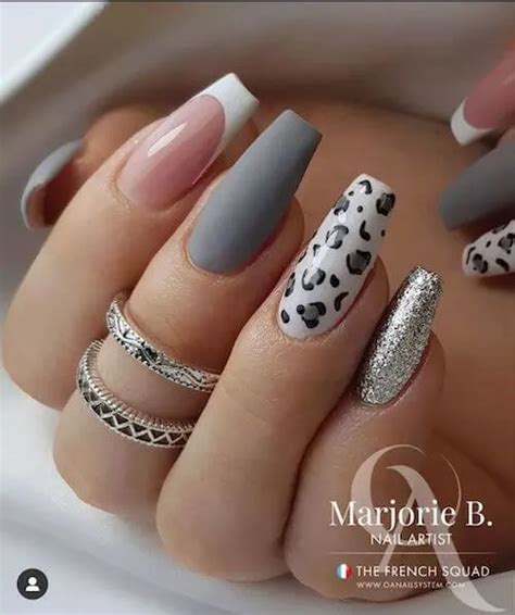 Gray Leopard Nail Designs