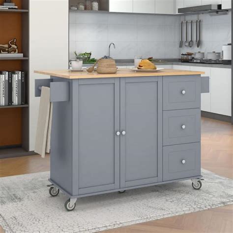 Gray Mobile Kitchen Island