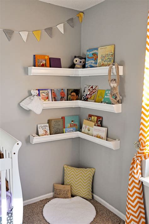 Gray Nursery Corner Shelf