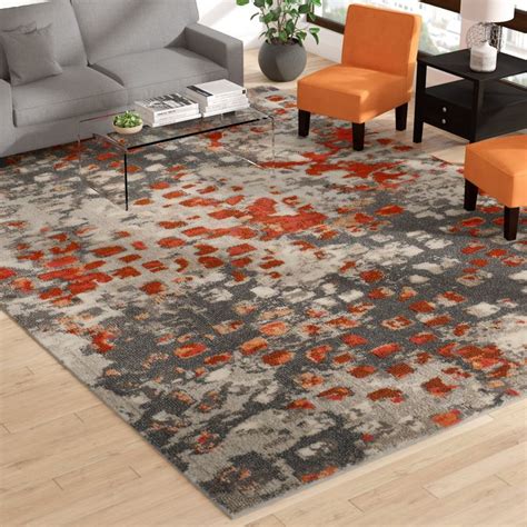 Gray Orange Area Rug