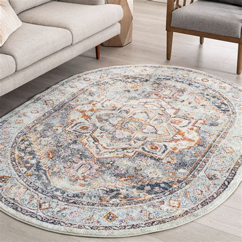 Gray Oval Rug