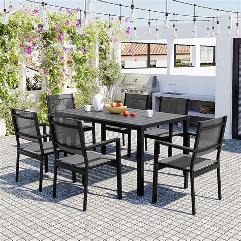 Gray Patio Dining Set For 6