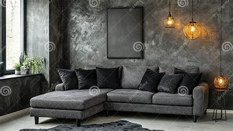 Gray Sofa With Black Pillows