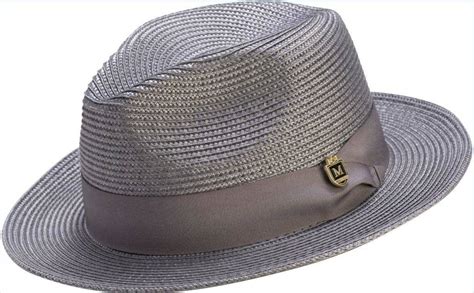 gray straw fedora hat