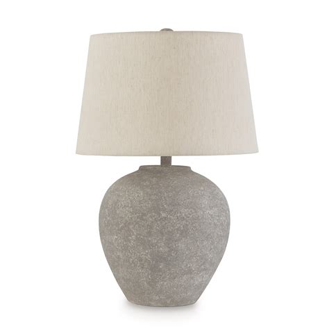 Gray Table Lamp With White Shade