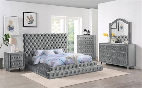 Gray Upholstered Bedroom Set