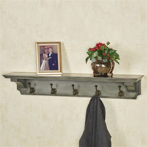 Gray Wall Shelf With Hooks