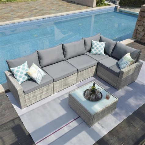Gray Wicker Patio Sectional