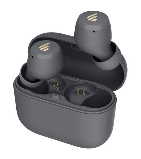 gray wireless earbuds