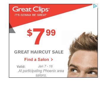 7.99 any haircut at Great Clips Glen Ellyn, IL