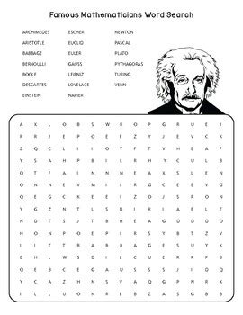 Famous Mathematicians Word Search WordMint