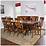 Great Veca Walnut Stained Distressed Wood and Metal Dining Table and