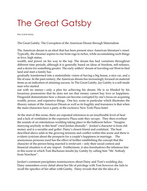 great gatsby analysis essay