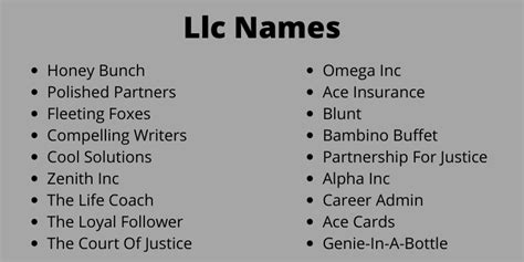 great llc names examples