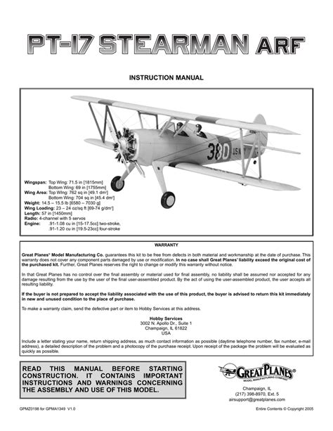great planes pt-17 stearman manual
