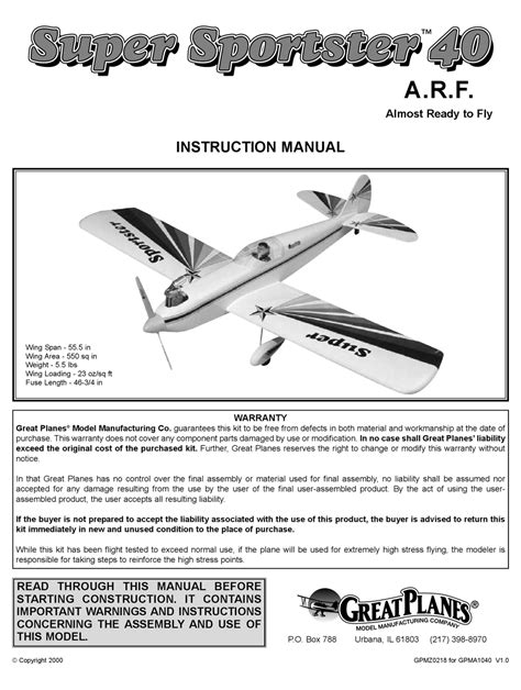 great planes super sportster 40 kit manual