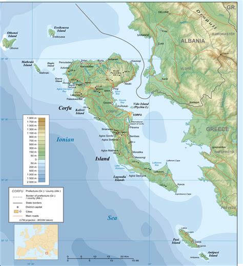 greece islands map corfu