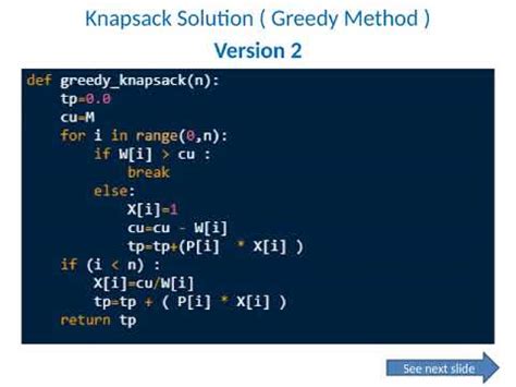 greedy algorithm knapsack problem python