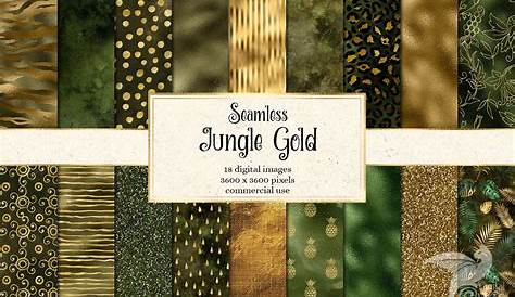 Green and Gold Leaf Digital Paper. Christmas Patterns | Digital paper