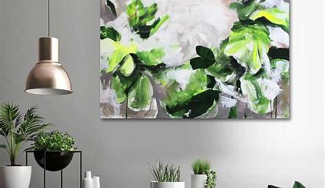 Green Abstract Painting, Large Wall Art, Canvas Print Green Wall Decor