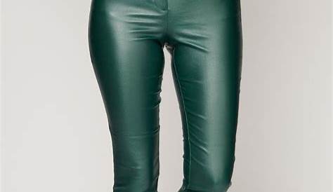 Green Leather Pants Outfit Spring Evergreen Gleam Skinny For Women Dark