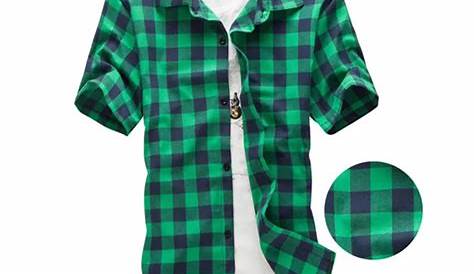 2016 England Style Long Sleeve Green Plaid Flannel Cotton