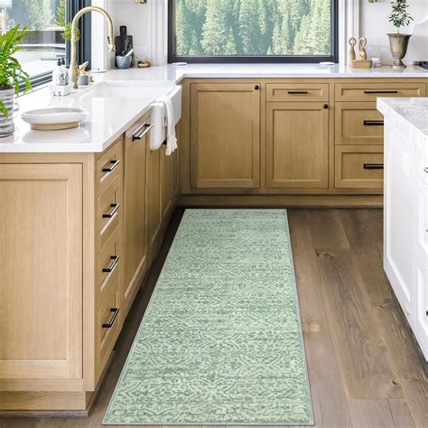 Green And Brown Kitchen Runner