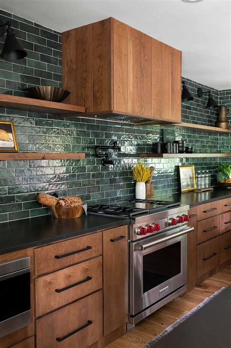 green backsplash tile for kitchen