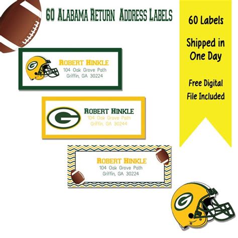 green bay packers address labels