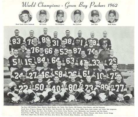 green bay packers roster 1962