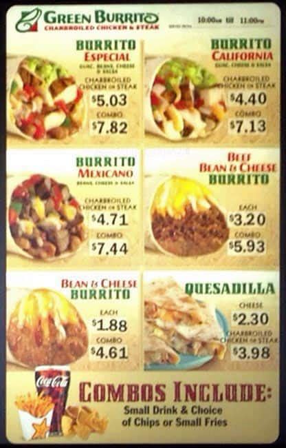 green burrito near me menu