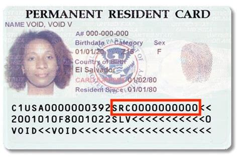 green card number format
