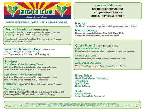 green chile house food truck menu