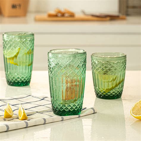 green drinking glass sets