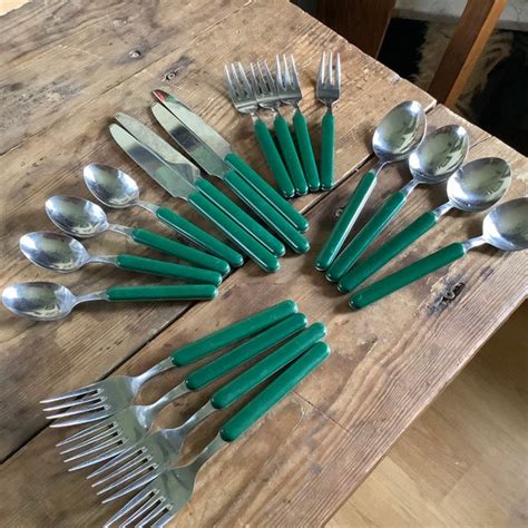 Green Flatware Vintage