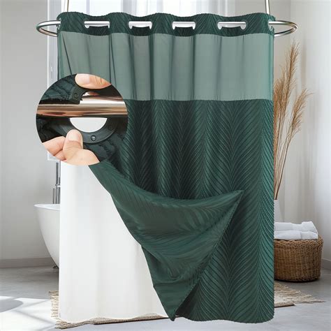 Green Hookless Shower Curtain