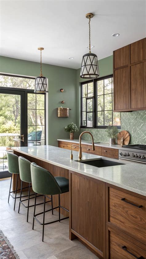 Green Kitchen Wall Unit