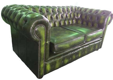 green leather 2 seater sofa