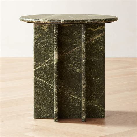 green marble side table