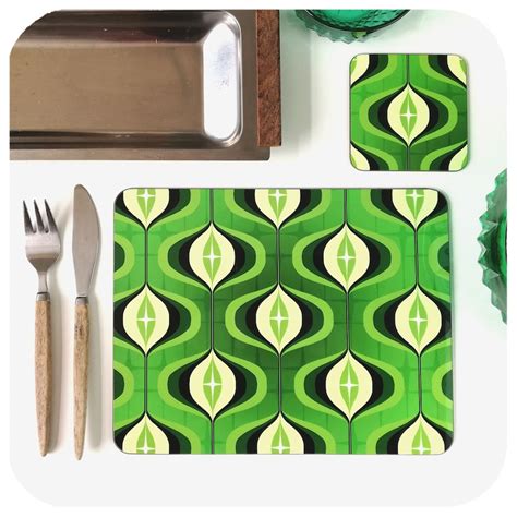 green placemats and coasters
