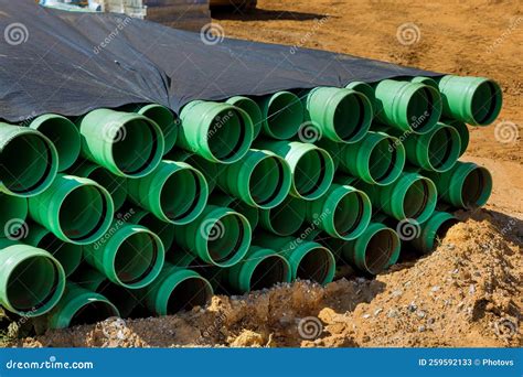 Green Plastic Pipe Underground