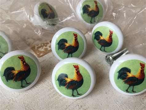 Green Rooster Cabinet Knobs