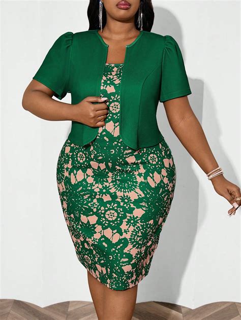 Green Two Piece Set Plus Size