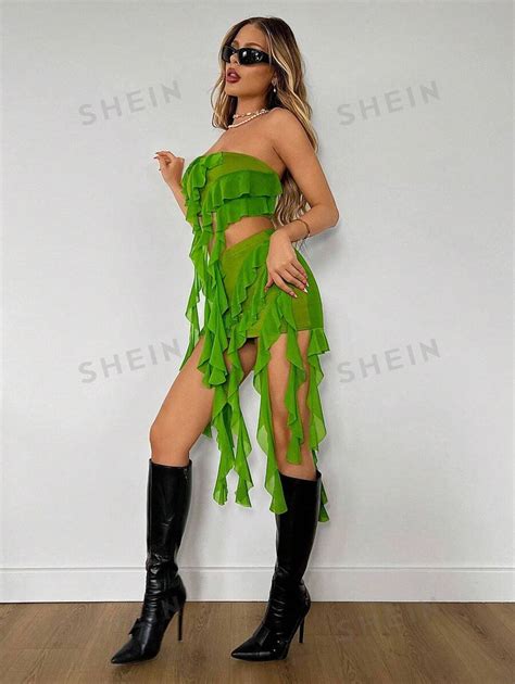 Green Two Piece Set Shein