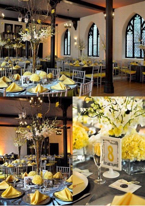 Gray and Yellow Wedding (my reception) Yellow wedding, Fun wedding