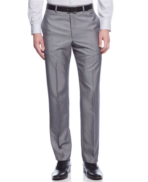 Calvin klein Slimfit Solid Dress Pants in Gray for Men Lyst