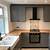 grey kitchen and wood worktops